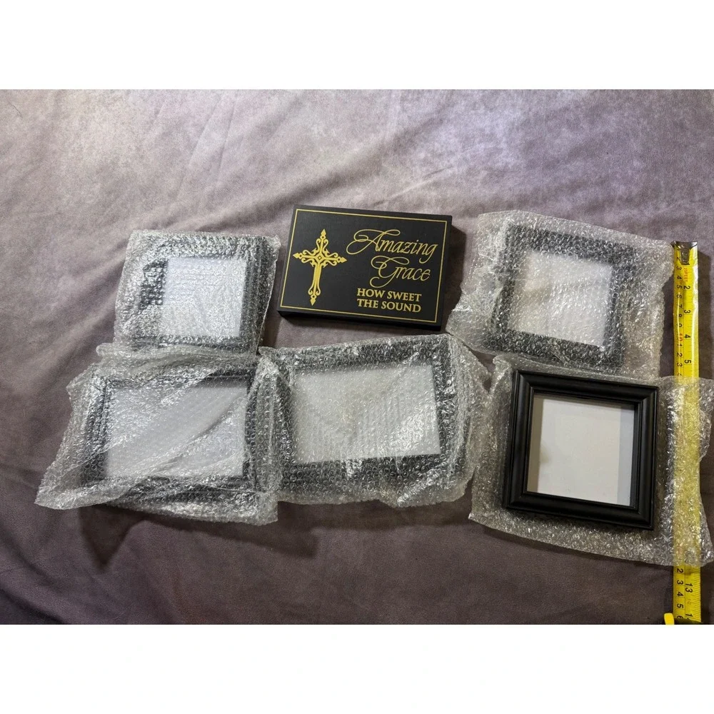 Lot of 6 Black Picture Frames Gallery Wall Set Various Sizes Rectangular Square